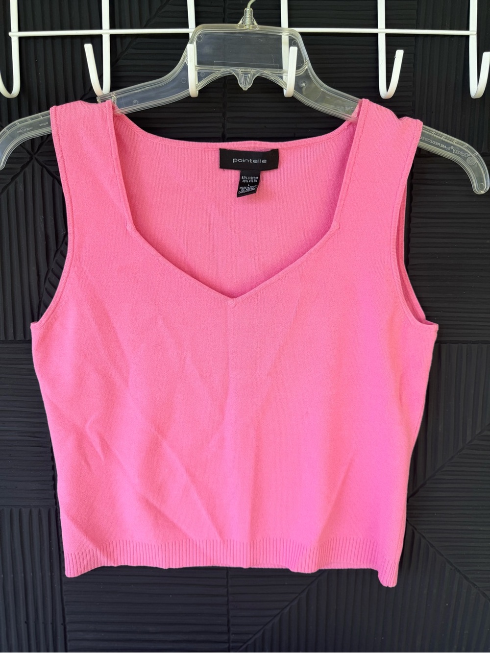 Pointelle Pink V-Neck Sleeveless Tank Top